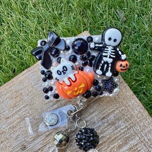 Handmade Halloween Badge Reel: Resin Fall Decor
