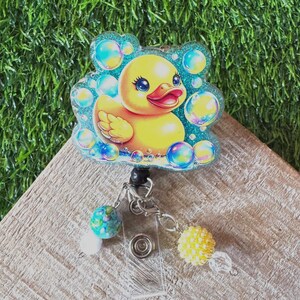 Duck Badge Reel, Handmade Charm, Elementary Teacher Gift