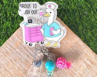 ER nurse Badge,  trauma staff retractable reel