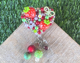 Strawberry Badge Reel, nurse id holder