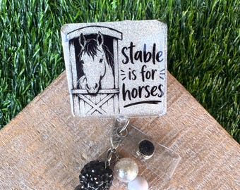 Badge Reel with horse, funny retractable