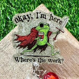 Funny Badge Reel with frog, ID holder for men