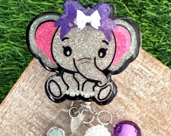 Badge Reel with elephant, cute id holder