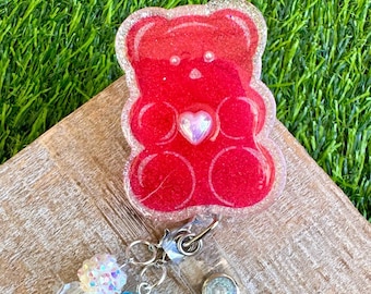 Badge Reel with gummy bear, nurse id holder