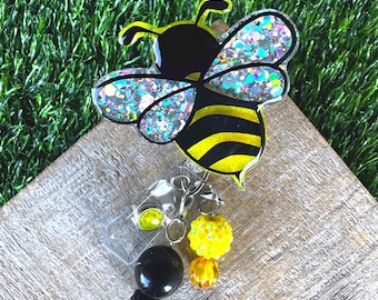 Badge Reel with bee, gift for nurse