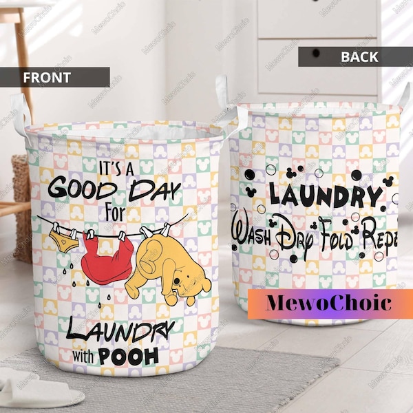 Pooh Bear Laundry Basket, Pooh Storage Bins, Mother Laundry Hamper, Winnie The Pooh Basket, Laundry Room Decor, Pooh Home Decor