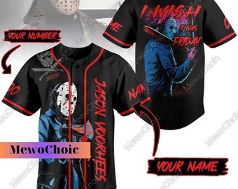 Jason Voorhees Shirt, Jason Voorhees Baseball Jersey, Benutzerdefinierte Voorhees Jersey Men, personalisierte Horror Shirts für Männer, Halloween Shirt