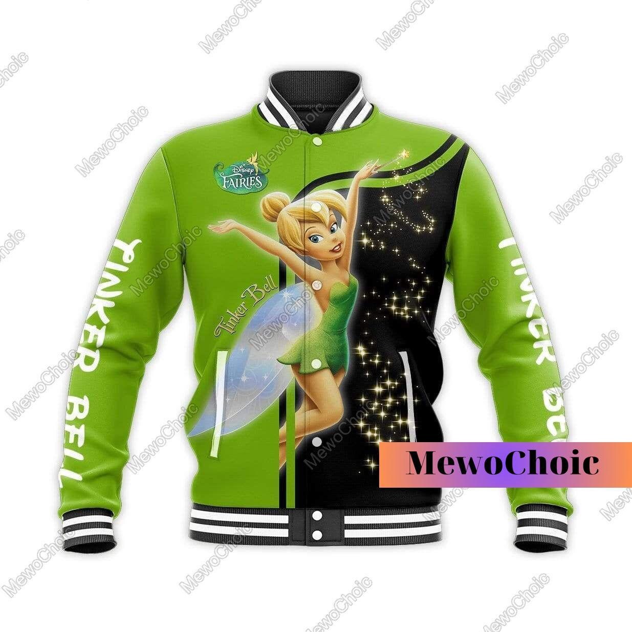 Tinker Bell Baseball Jacket, Disney Tinkerbell Shirt, Tinkerbell 1953 Neverland Jacket