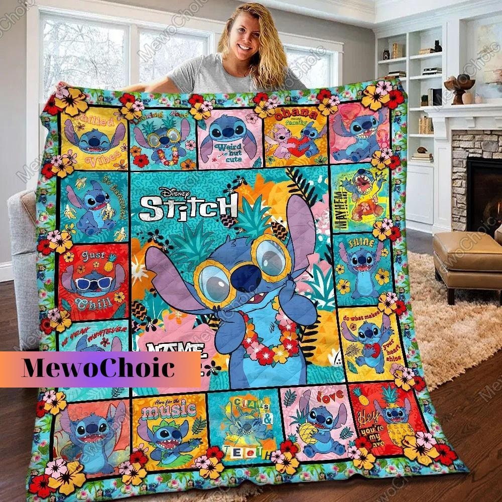 Disney Lilo and Stitch Quilt, Stitch Personalized Quilt, Disney Stitch