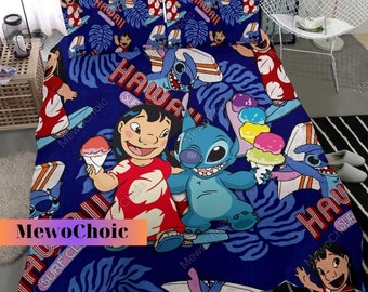 Parure de lit Lilo et Stitch, housse de couette Disney Stitch, literie Stitch, literie Stitch Ohana, décoration de maison Stitch