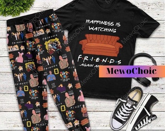 Conjunto de pijamas de Friends, camiseta de Friends Chandler, camisa de medianoche, pivote de Friends, pantalones de Friends, pijamas para mujer, camisa de Friends Squad