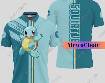 Squirtle Polo Shirts, Squirtle Mens Polo Shirt, Squirtle Shirt, Mens Summer Polo Shirt, Pokemon Polo Shirt, Short Sleeve Polo Shirt