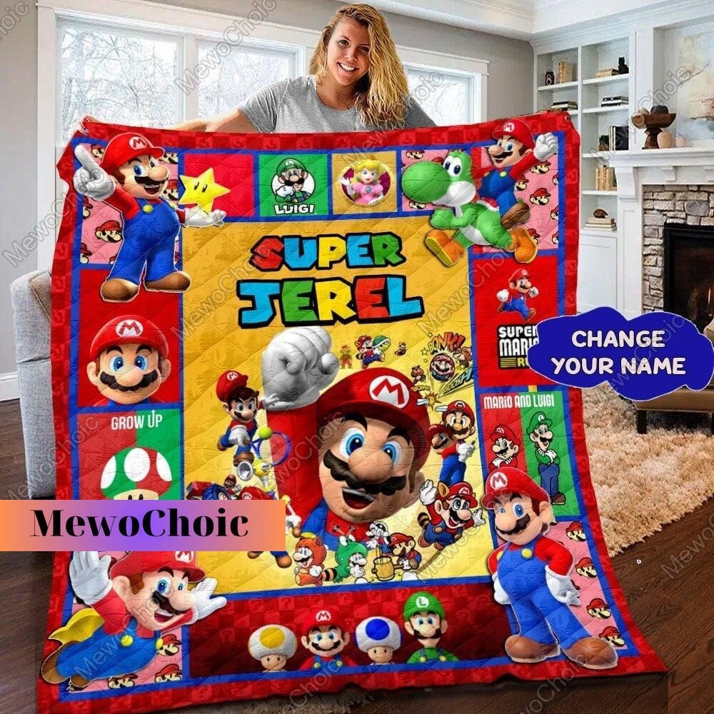 Super Mario and Luigi Quilt, Super Mario Bros Quilt, Mario Birthday