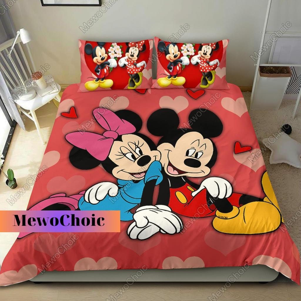 Mickey And Minnie Bedding Set, Disney Mickey Bedding, Mickey Mouse Bedding