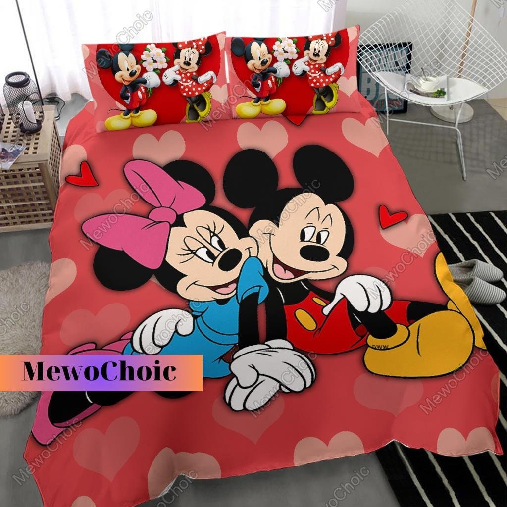 Mickey And Minnie Bedding Set, Disney Mickey Bedding, Mickey Mouse Bedding