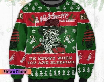 Freddy Krueger trui, nachtmerrie lelijke kersttrui, Krueger trui, Halloween vrouw trui, horrorfilm trui, trui mannen