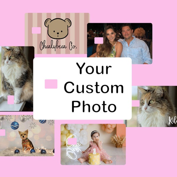 Your Photo Sticker | Custom Card Cover | waterproof card cover | Personalized card skin | pet photo card sticker