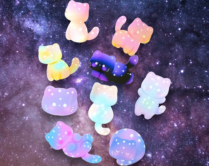 Holographic Cosmic Kitty Sticker Set (9) - Etsy