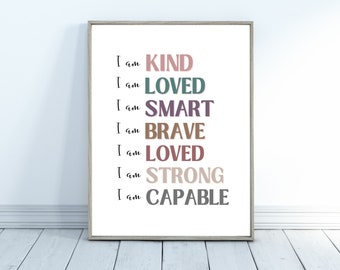 Kids Positive Affirmations Poster: Playroom Wall Art (Digital Download)