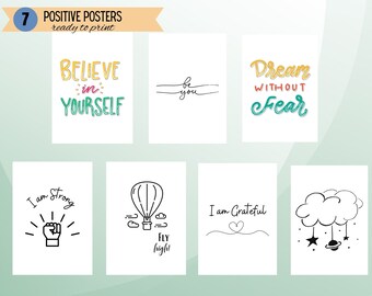 Positive Affirmation Posters: Playroom Decor, Set of 7 (Digital Download)