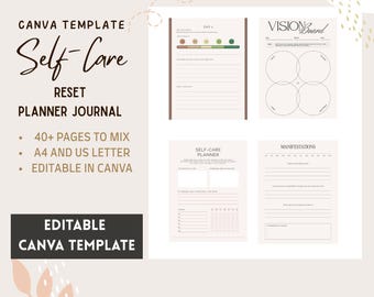 Self-Care Journal for Moms – 31-Day Wellness Planner, Editable Canva Template (Digital Download)