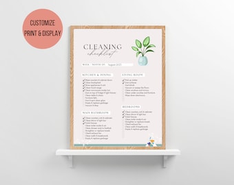 Cleaning Checklist Bundle, Editable Household Cleaning Schedule, Chore Chart, Family Cleaning Planner Template, Family Kids Chore Chart List