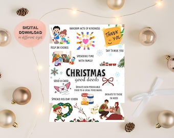 Christmas Good Deeds Poster – Holiday Kindness Activity, Printable Decor (Digital Download)