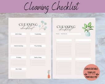 Printable Cleaning Checklist: Weekly, Monthly Chore Planner (Digital PDF)