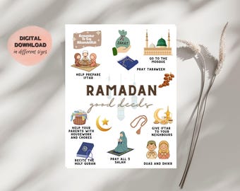 Ramadan Good Deeds Chart for Kids | Islamic Learning (Digital Download)