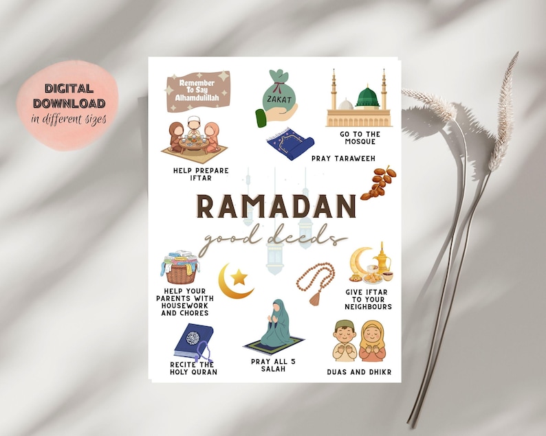 Ramadan Good Deeds Poster for Kids | Islamic Printable Wall Art ...