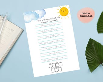 Preschool Learning Bundle: ABC Tracing, Sight Words, Seasons (Digital Download)