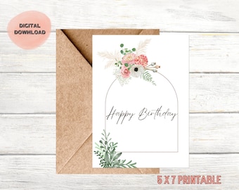 Minimalist Floral Birthday e-Card (Digital Download)