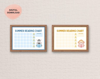 Kids Summer Reading Chart Printable: Fun Reading Log (Digital Download)