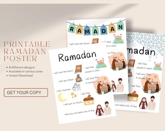 Ramadan Kids Poster: Islamic Wall Art, Prayer Dua (Digital Download)