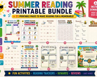 Summer Reading Printable Bundle | Kids Activities, Bingo, Log (Digital Download)