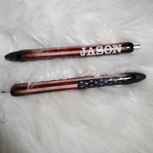 Distressed Flag Gel Pen | Glitter Gel Pen | Personalized Custom Pen