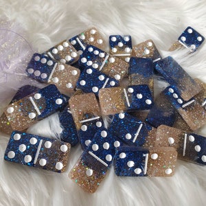 Glitter Resin Dominoes | Double Six Dominoes Set | Custom Dominoes