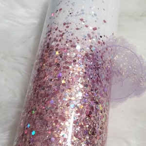 Rose Gold and White Ombre Glitter Tumbler