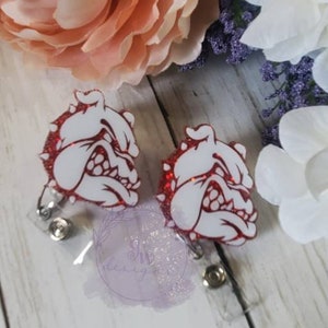 Bulldog Badge Reel | Glitter Badge Reel | Shimmer Badge Reel | Interchangeable | Badge Reel Topper