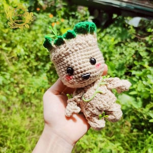 Fanmade jestem Groot-Baby Groot szydełkowa lalka amigurumi, Baby Groot pluszowa, Baby Groot figurka, Baby Groot pluszowe, Baby Groot szydełkowa lalka