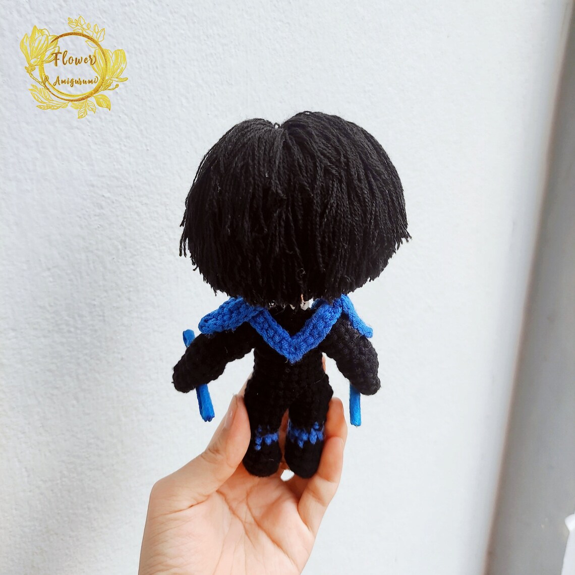thumbnail image 2 of Red Hood Nightwing Plush Doll Keychain – Dick Grayson / Jason Todd, 10cm Handmade Stuffed Pendant 2 of 6