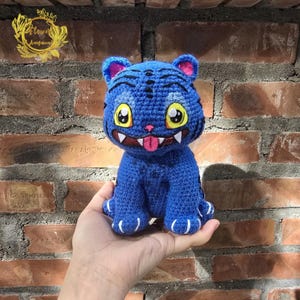 Fanmade KP D.Hunters Süße Tigers Häkelpuppe Amigurumi,Plüschtier Blauer Tiger,Plüschtier Blauer Tiger,Jinu Pet