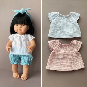 13 in 14 in 15 in baby doll top shirt fits for Minikane 34 cm Miniland 38 muslin clothes for 34 36 38 cm baby dolls