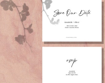 Minimalistische Save Our Date und RSVP Karte