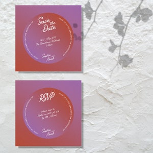 Gradient Save the Date et RSVP Card