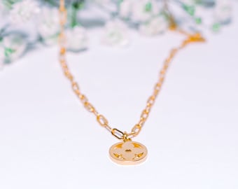 Non-Tarnish 24K Gold Tiny Flower Dainty Gold Plated Necklace, Water-proof Jewelry, High Quality for Everyday Wear, Summer Jewelry