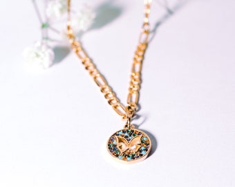 Non-Tarnish 24k Gold Plated Colorful Butterfly Necklace Gift for Her