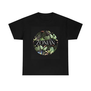 Zonian Black Tropical Unisex Heavy Cotton Tee