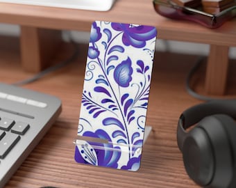 Blue Pollera print Mobile Display Stand for Smartphones