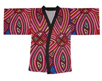 Red Mola print Long Sleeve Kimono Robe (AOP)